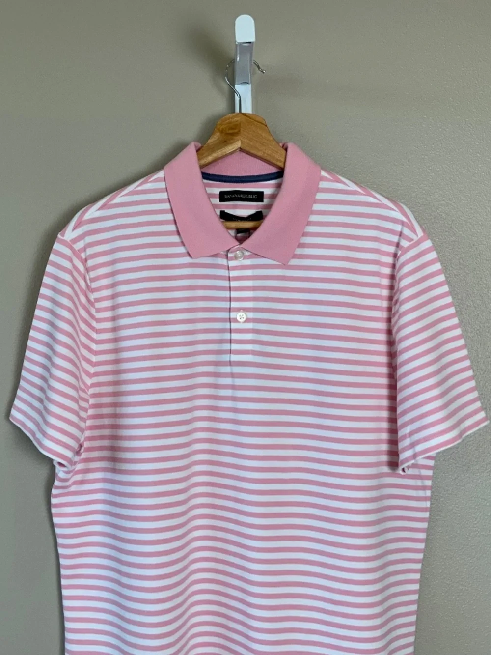 Banana Republic Short Sleeve Striped Standard Fit Pique Polo Shirt